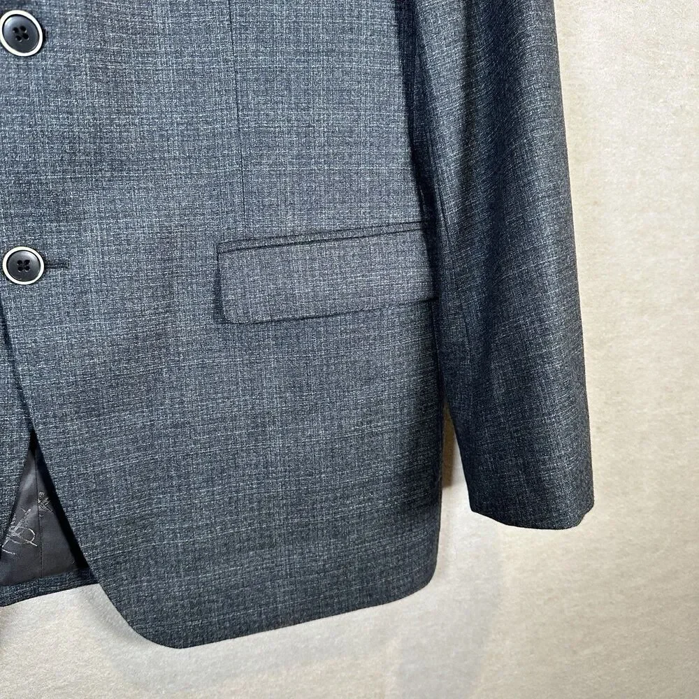 John Varvatos Bleecker Wool Slim Single-Breasted Blazer Dark Grey Men’s Size 42R